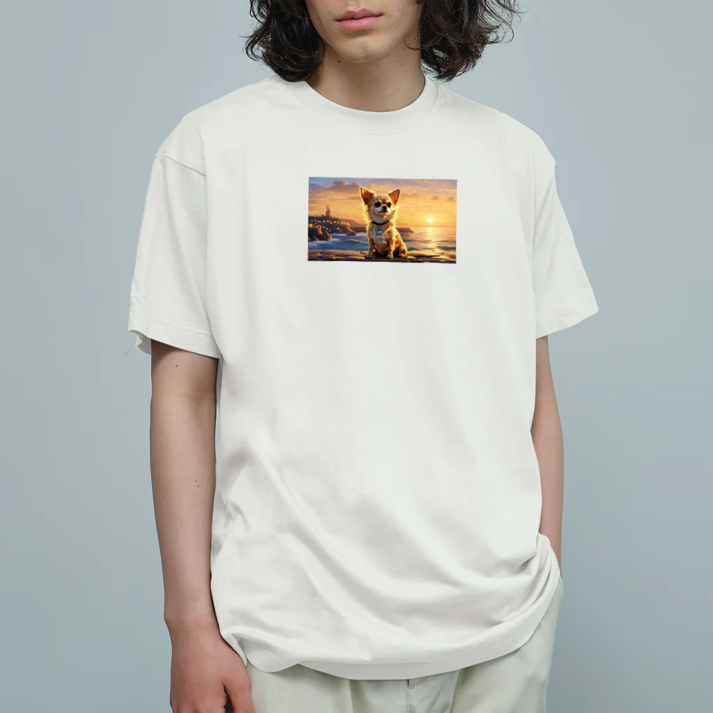 Welina_S-Artのサンセットチワワ オーガニックコットンTシャツ