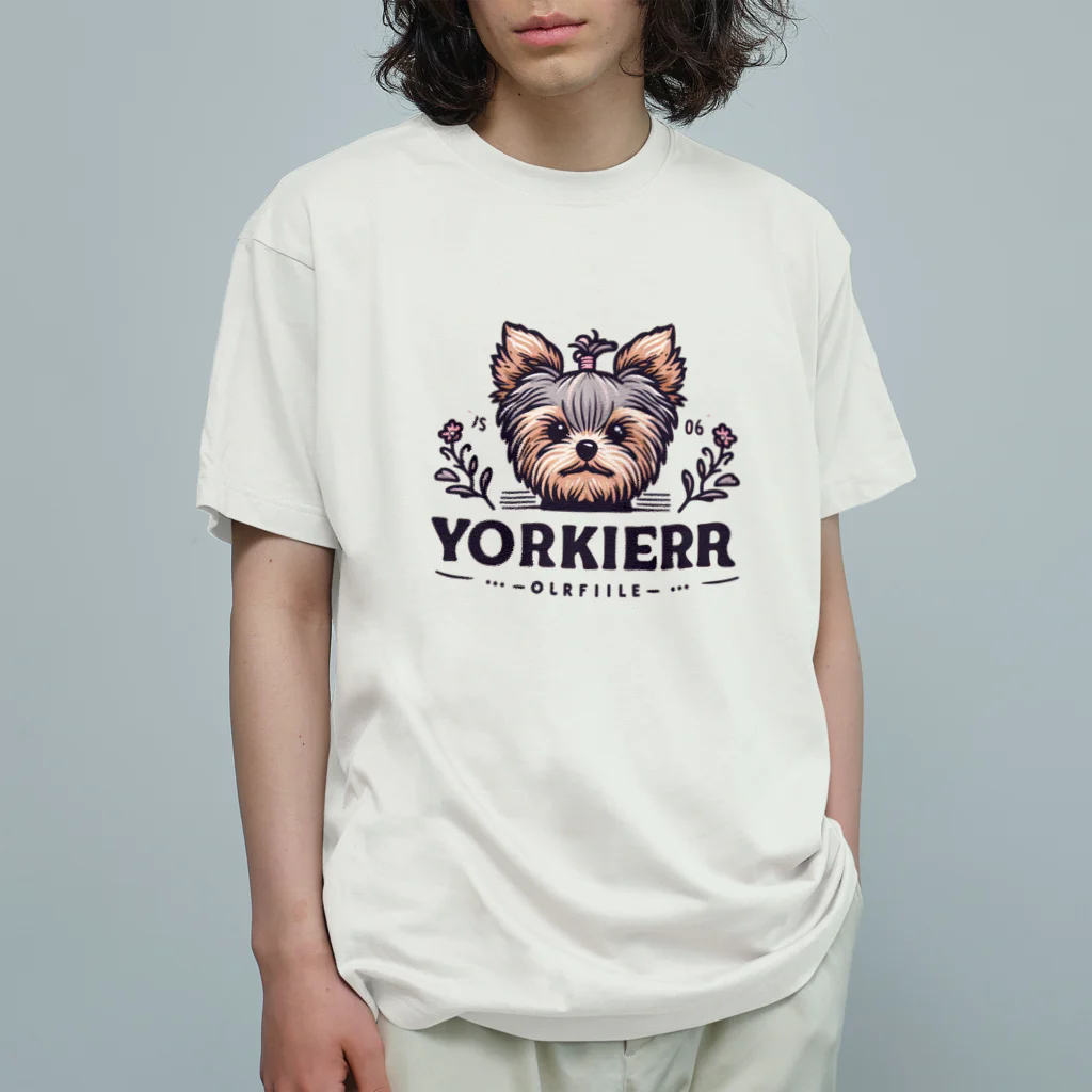 ガオのお店のかわいいヨークシャテリアのロゴ入りグッズ オーガニックコットンTシャツ