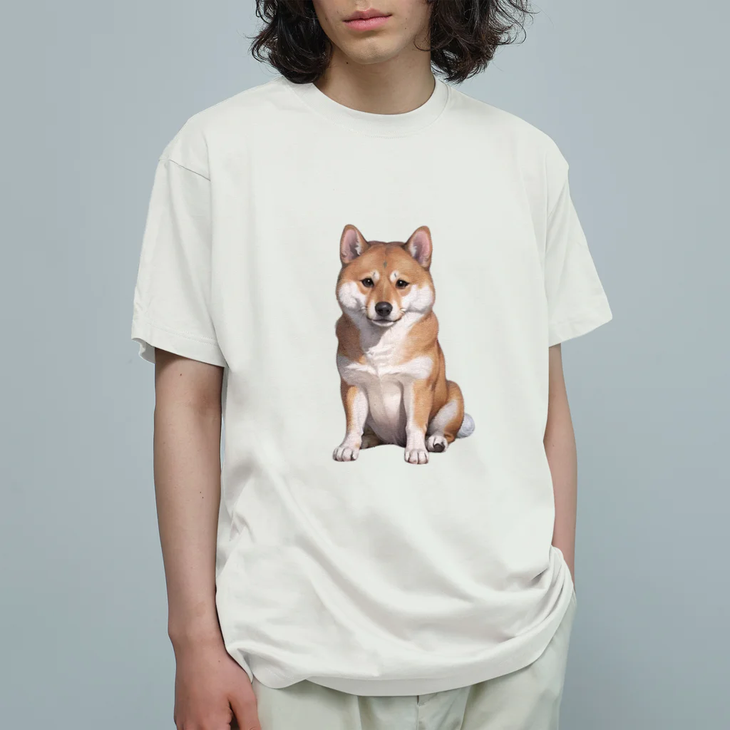 CHIKUSHOの柴犬のおすわりシャツ オーガニックコットンTシャツ
