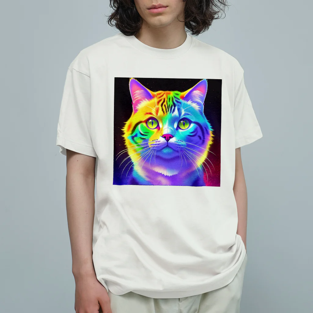 629_CAT_ARTのカラフルサイバーキャット vol3 Organic Cotton T-Shirt