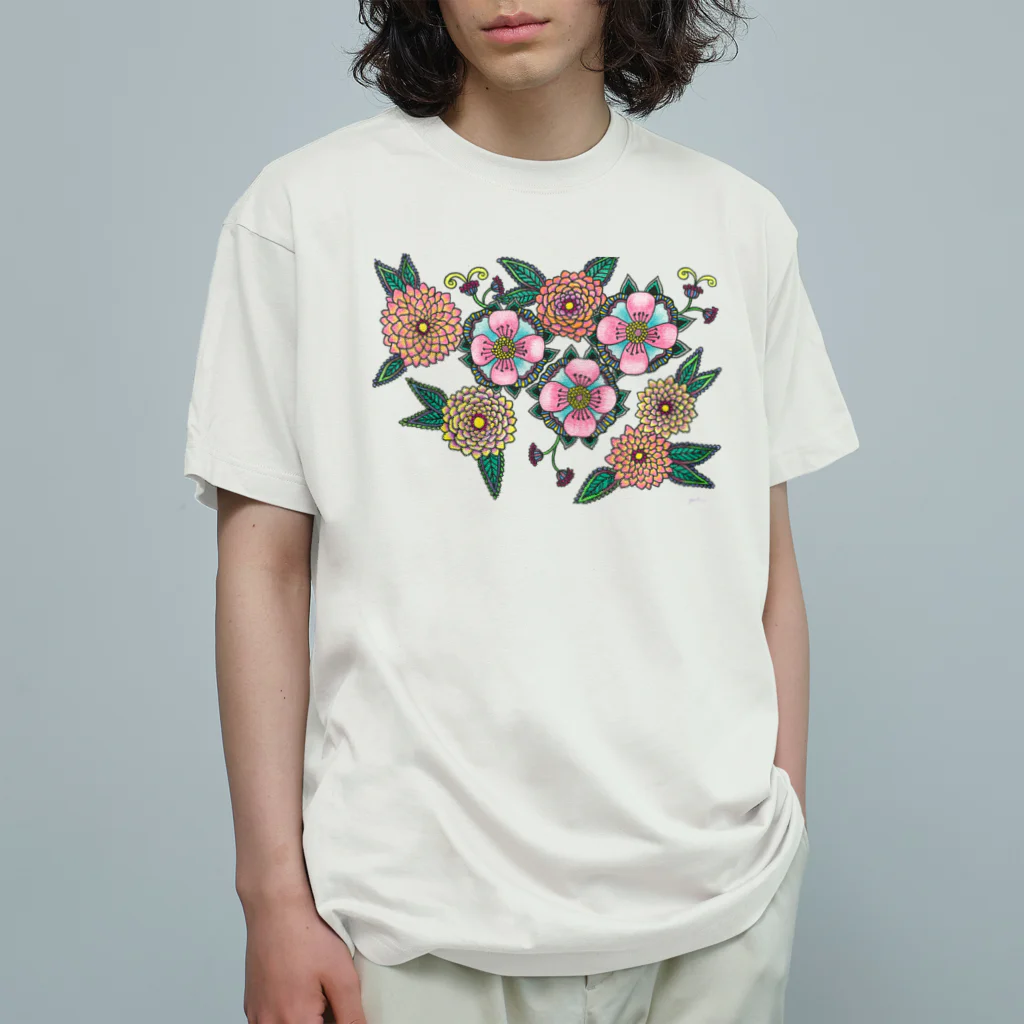 yoshiveggieのHanae Dahlia オーガニックコットンTシャツ