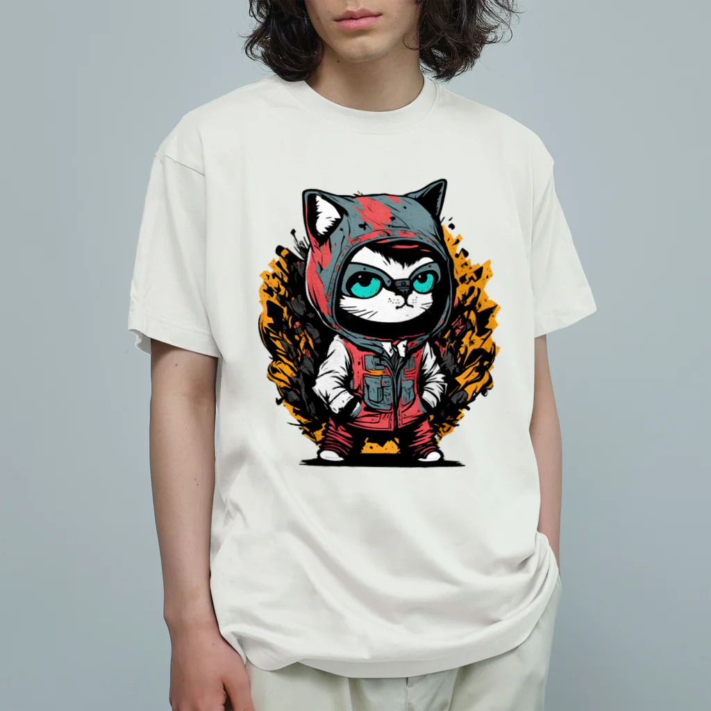 めんぼうさんやのちびネコ Organic Cotton T-Shirt