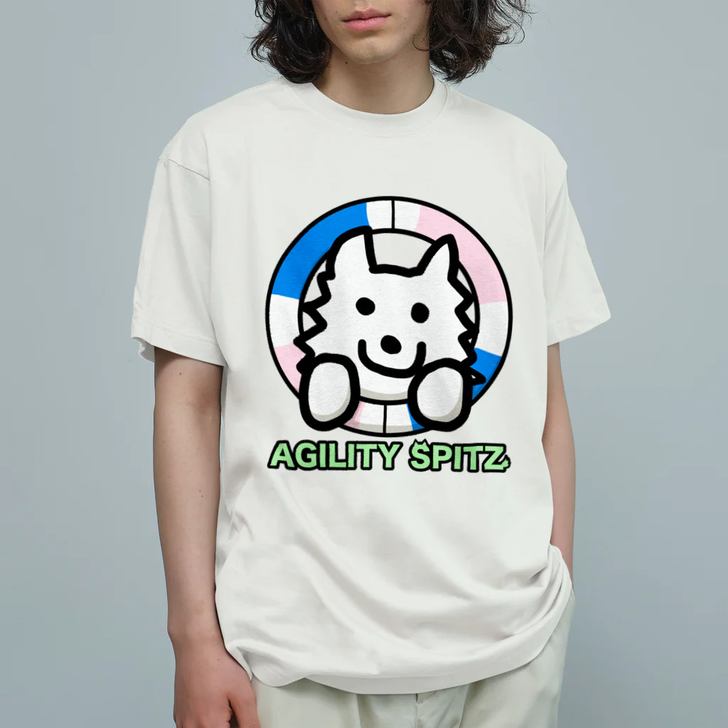 ehime@けだま&もち＆すみのAGILITY SPITZ「タイヤからこんにちは！」 Organic Cotton T-Shirt