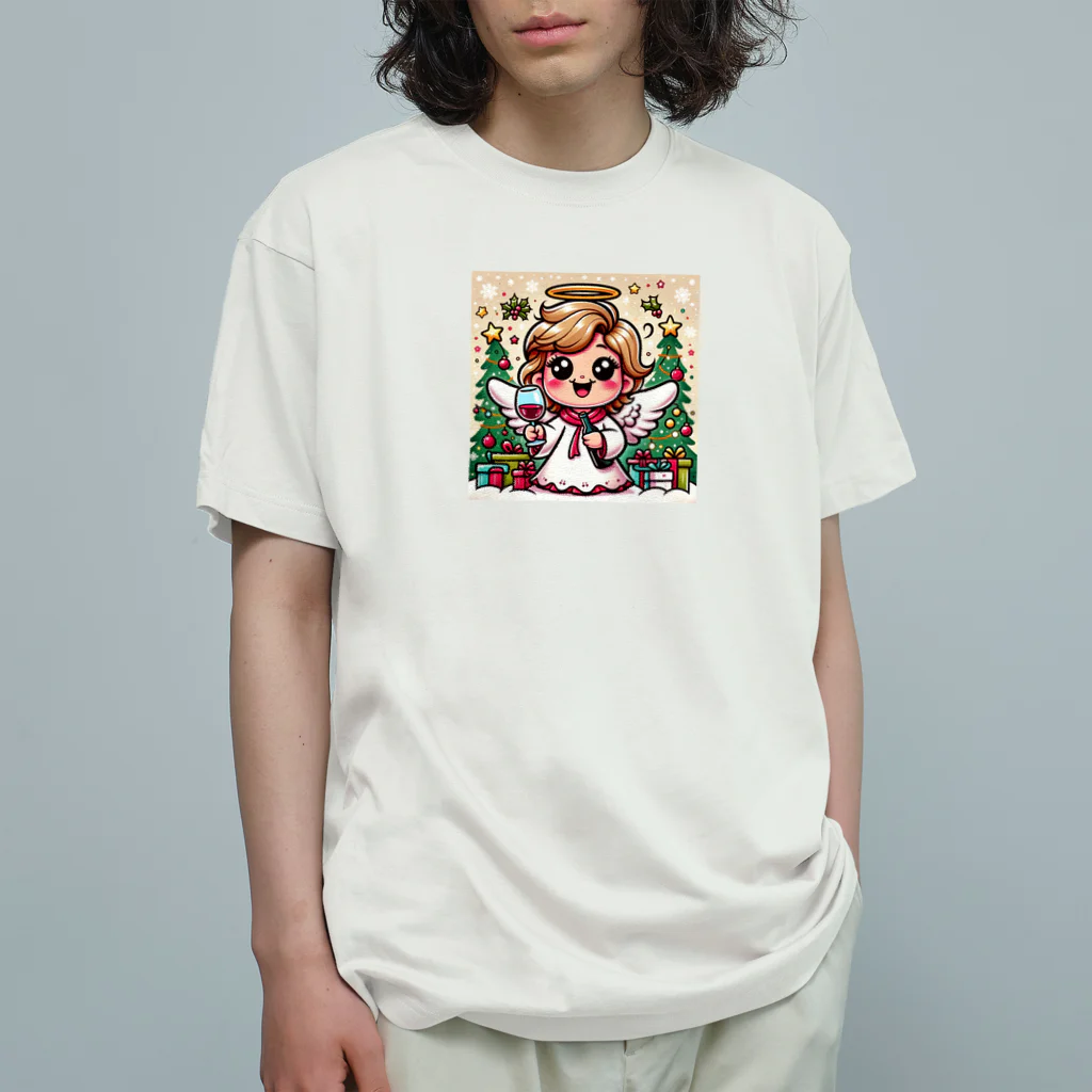 たまき工房の呑(どん)天使inクリスマス　デフォルメ オーガニックコットンTシャツ