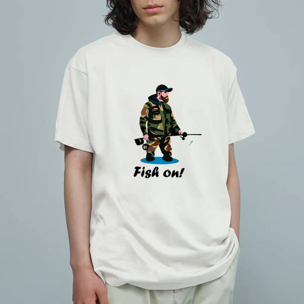 【公式】Fish on！の釣り人デザイン① オーガニックコットンTシャツ