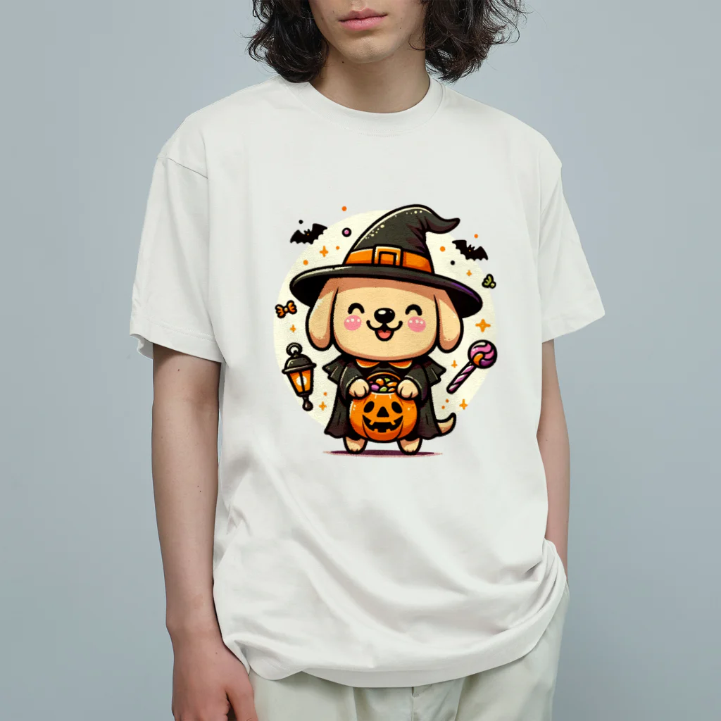 sakurafubukiのハロウィンワンコ・ランタンライトアップ オーガニックコットンTシャツ