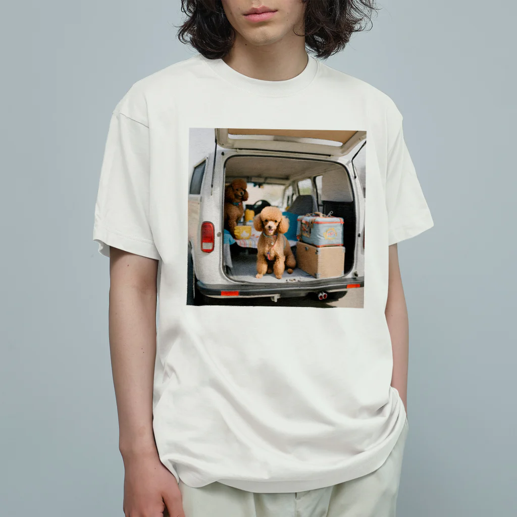 camper's dogのVanlife dog 可愛いトイプードル オーガニックコットンTシャツ