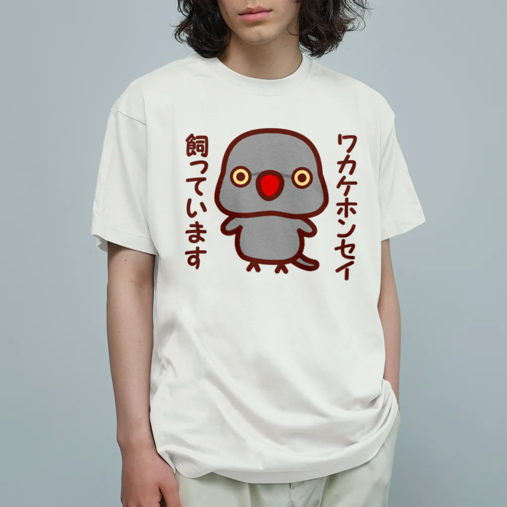 いんこ屋堂のワカケホンセイインコ飼っています（グレー/メス） オーガニックコットンTシャツ