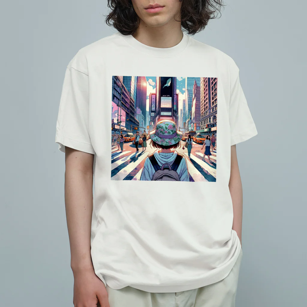 Artful Whiskersの一人旅の少女 Organic Cotton T-Shirt