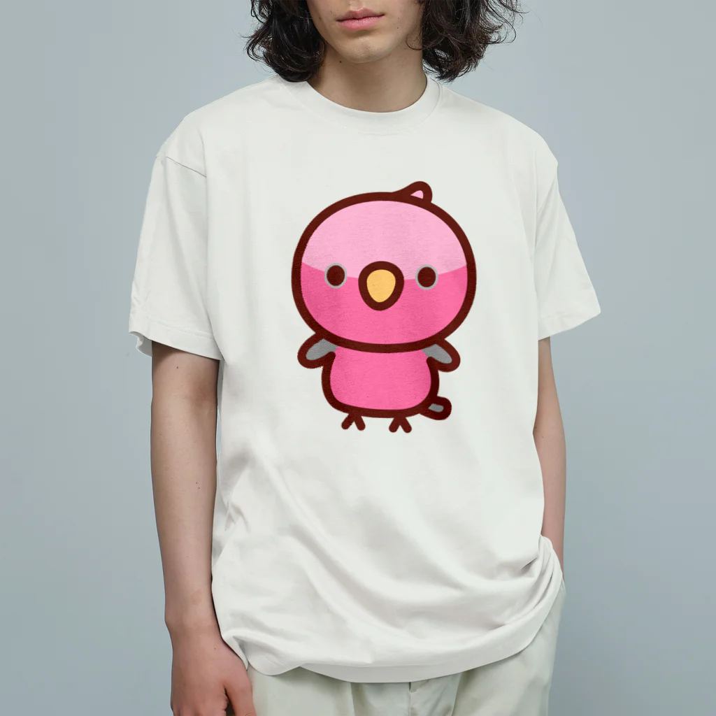 いんこ屋堂のモモイロインコ オーガニックコットンTシャツ