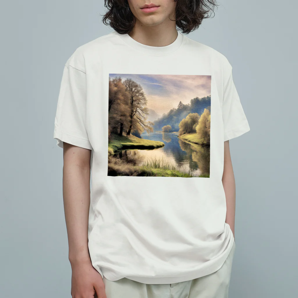 maikoのショップの静かな川辺の風景 オーガニックコットンTシャツ