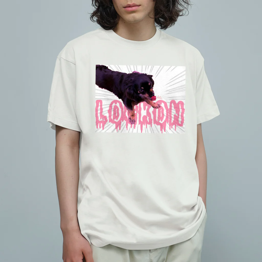 Kibi。(きびまる)のロックオンワル顔 PINK オーガニックコットンTシャツ