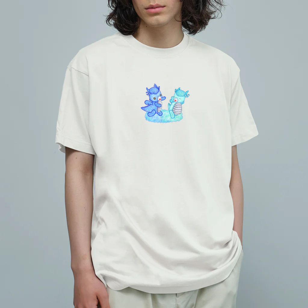 satoayaのアニマルカフェのキャンディードラゴン　青 オーガニックコットンTシャツ