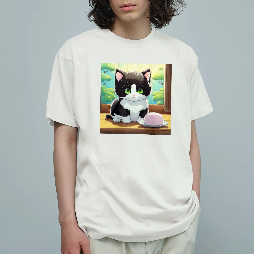 yoiyononakaのお餅と白黒猫 Organic Cotton T-Shirt