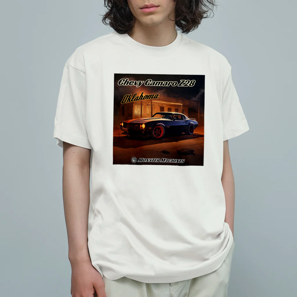 ｱｰﾄｷﾞｬﾗﾘｰ こっそり堂 (笑のChevy Camaro Z28 Oklahoma モンスターマシーン2 オーガニックコットンTシャツ