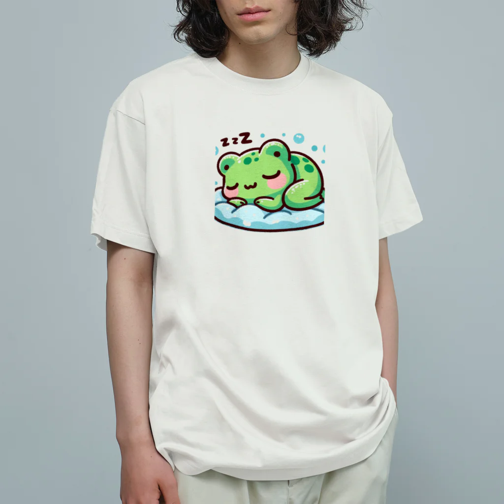 Shiba_IncのSleeping frogs(熟睡する蛙) Organic Cotton T-Shirt