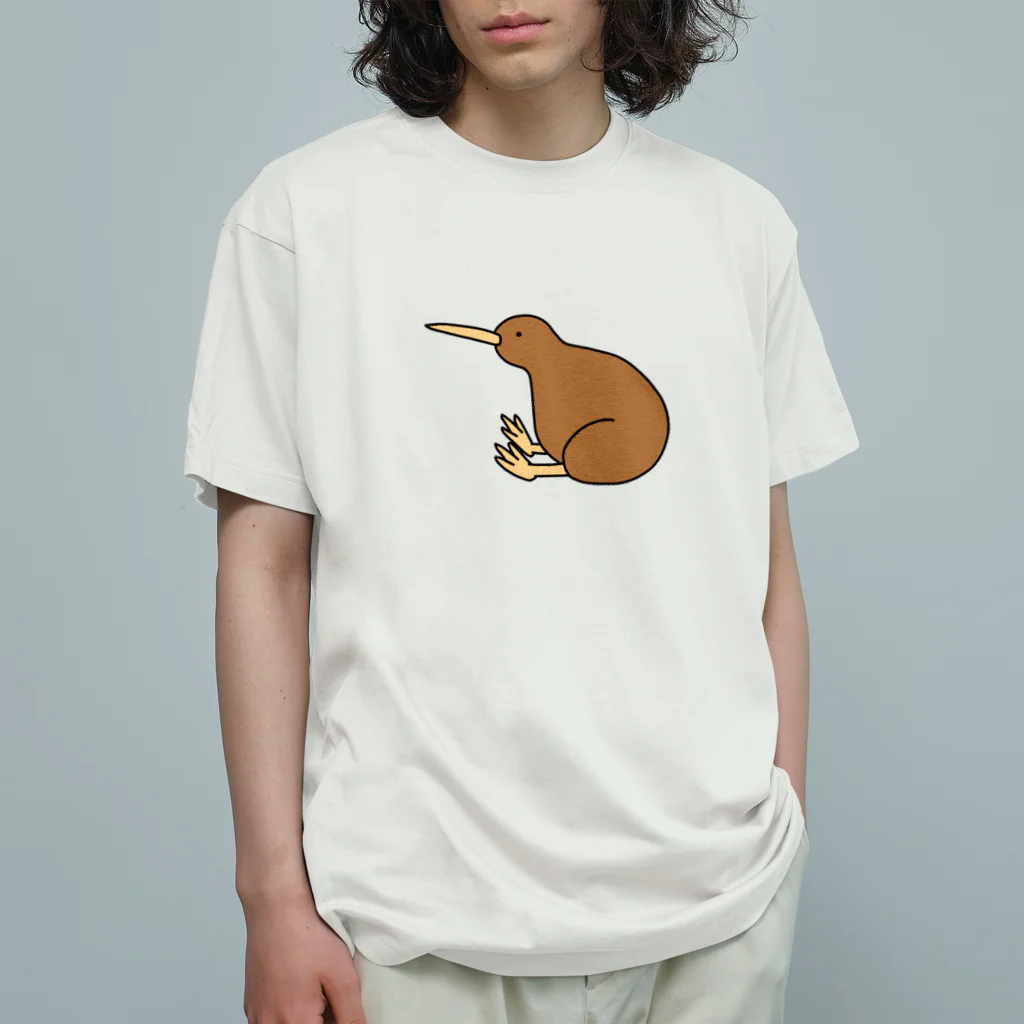 はばたきのキウイバード座る Organic Cotton T-Shirt