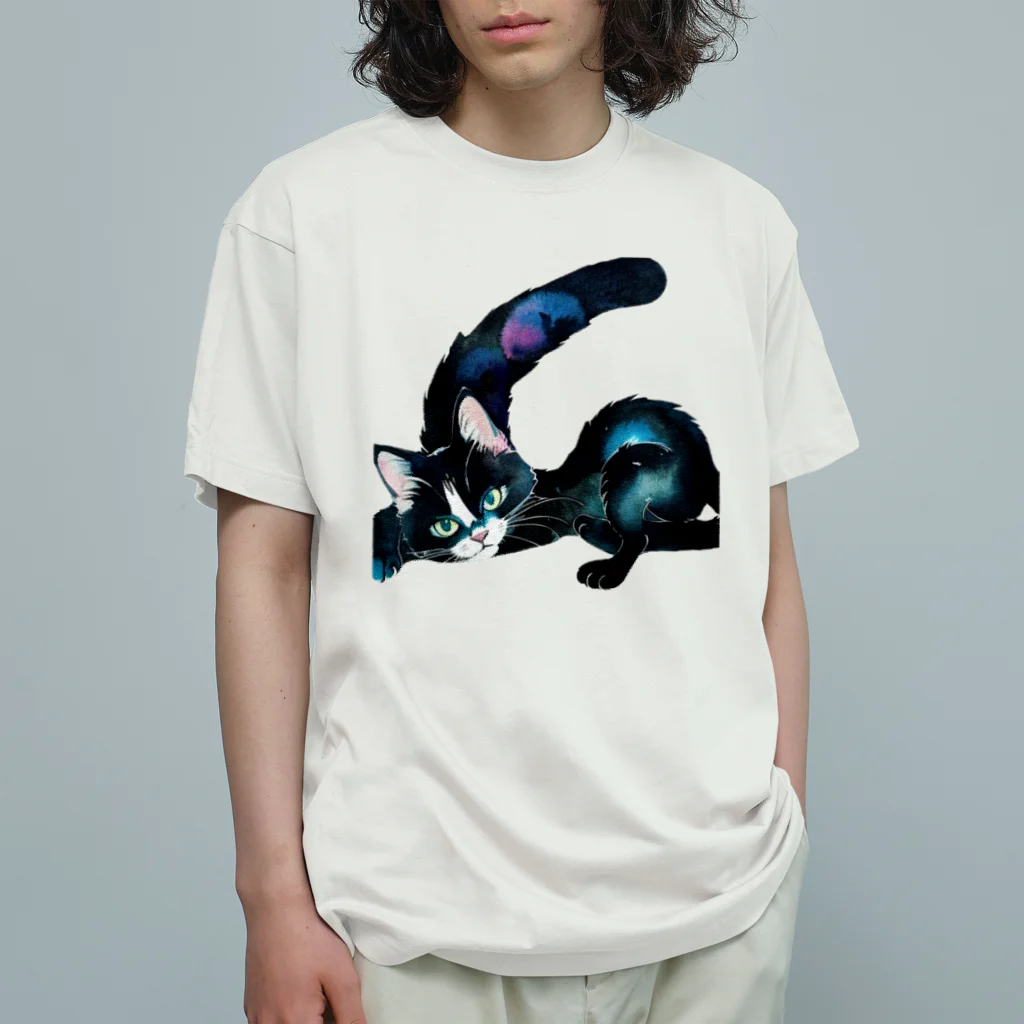 幸運のしっぽの黒猫と魔法の尻尾 Organic Cotton T-Shirt