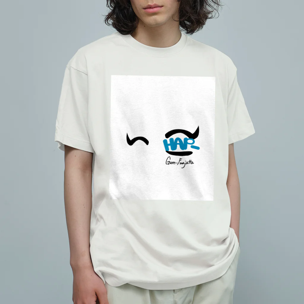 GUM_FUNJATTAのHAP-おめめ　ターコイズ オーガニックコットンTシャツ