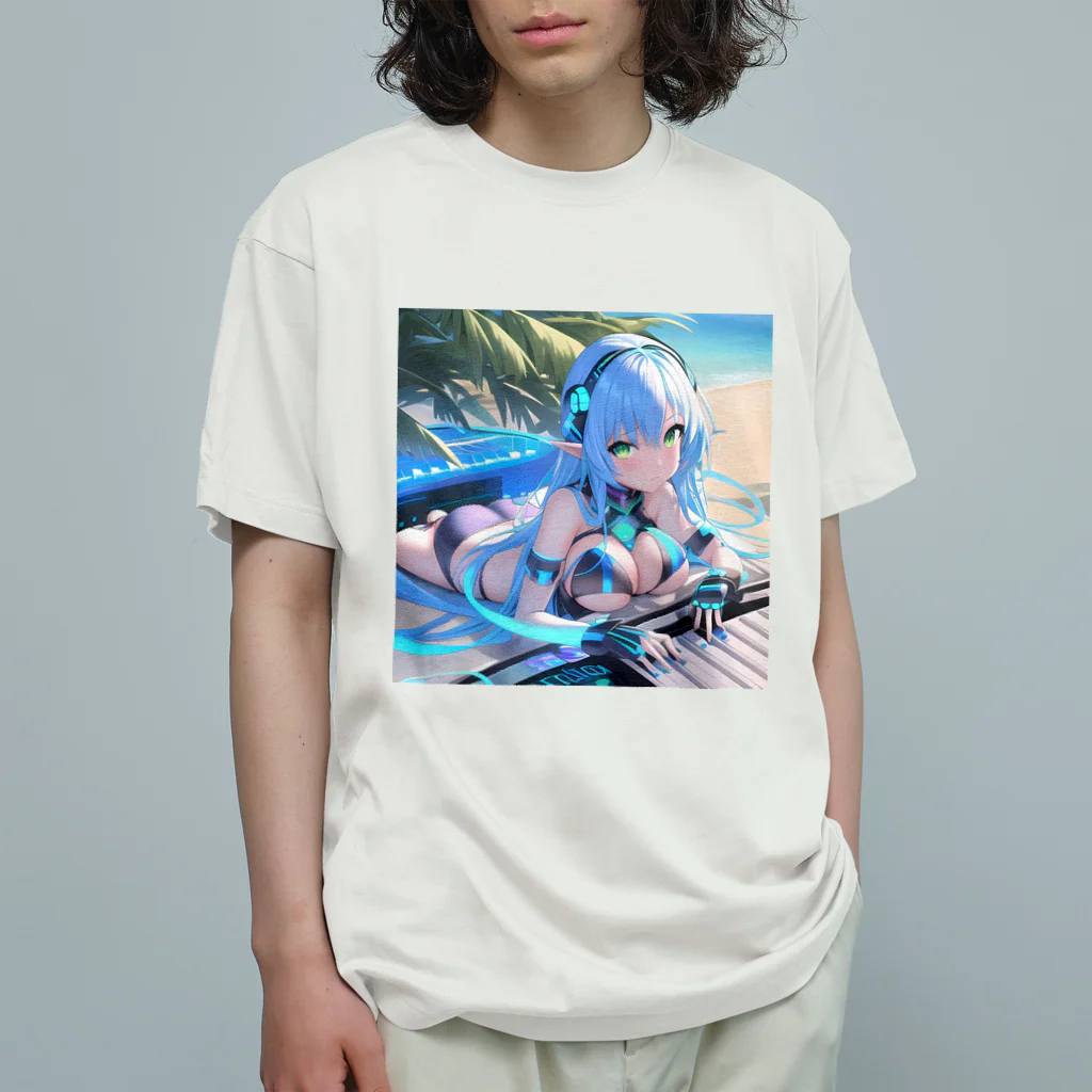 シロクマペンギンのエルフのサイバーピアニストの夏休み Organic Cotton T-Shirt