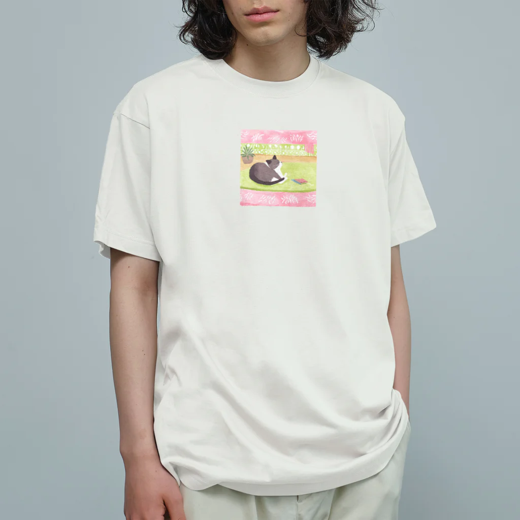 くつろぎ堂☆ネコにゃん☆イヌわんのくつろぎキャットグレー Organic Cotton T-Shirt