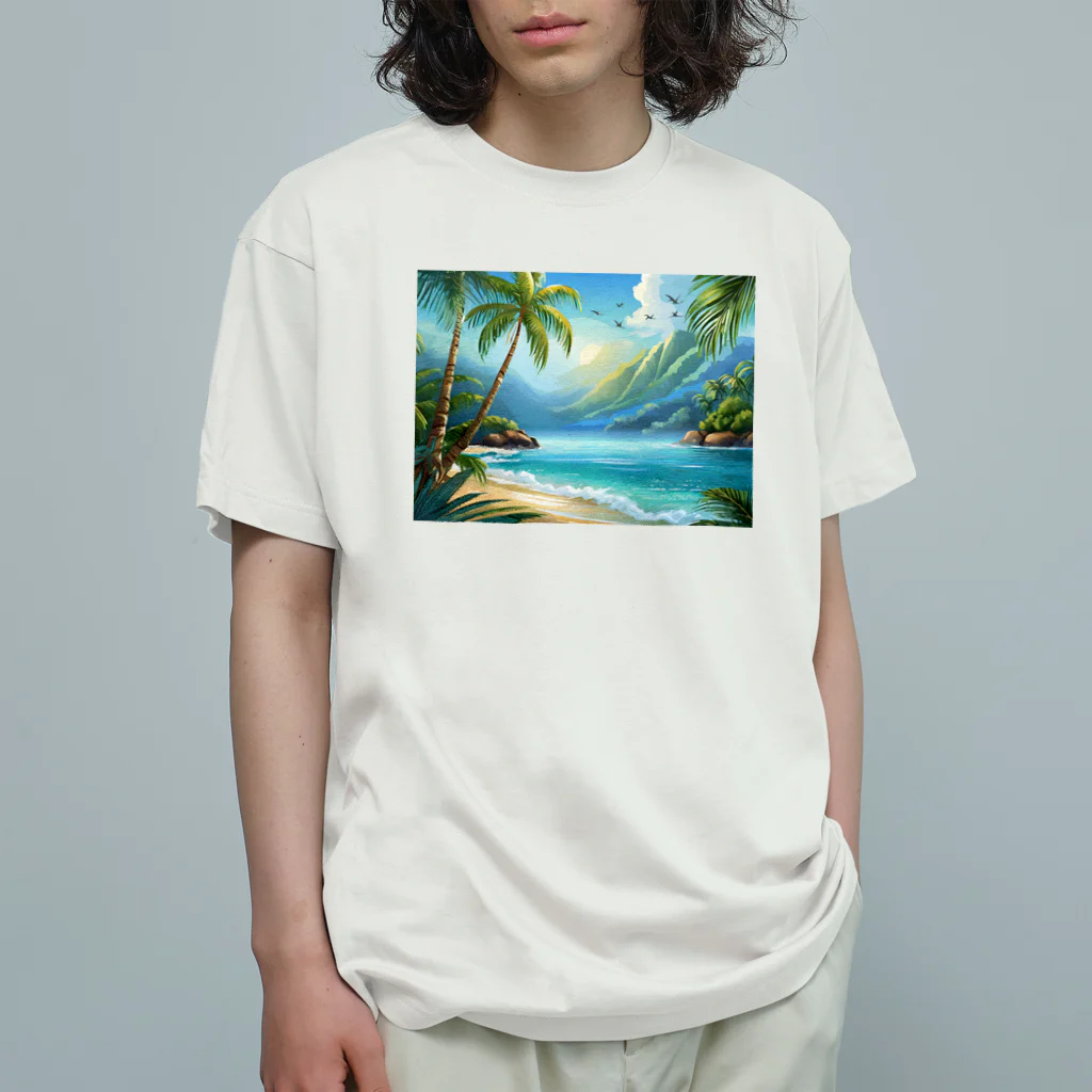 Happy Shopの南国の静かな海 Organic Cotton T-Shirt