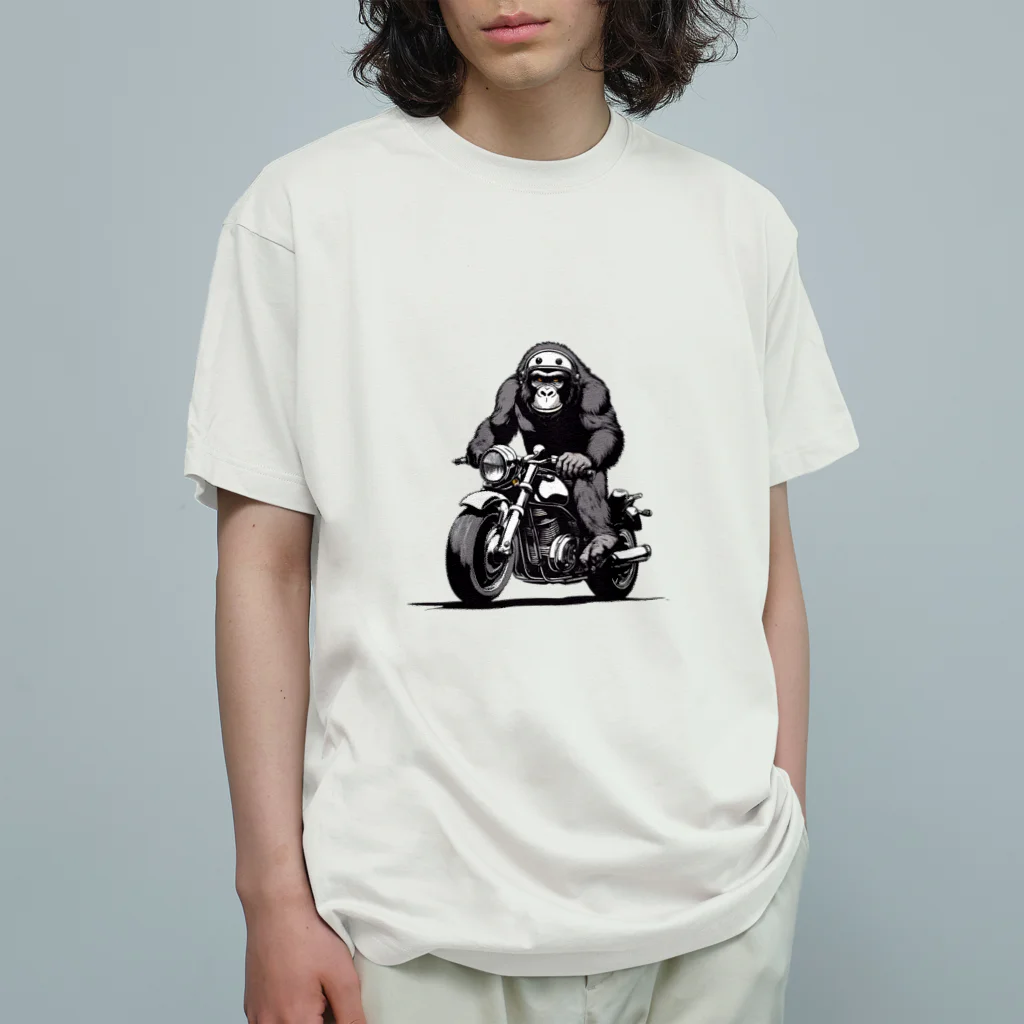 UEKIshopのバイクに乗ったゴリラ Organic Cotton T-Shirt