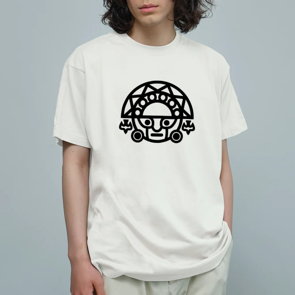 QUQU_WORKSのテゥミ ペルーの偶像 インカ帝国 ブラック Organic Cotton T-Shirt