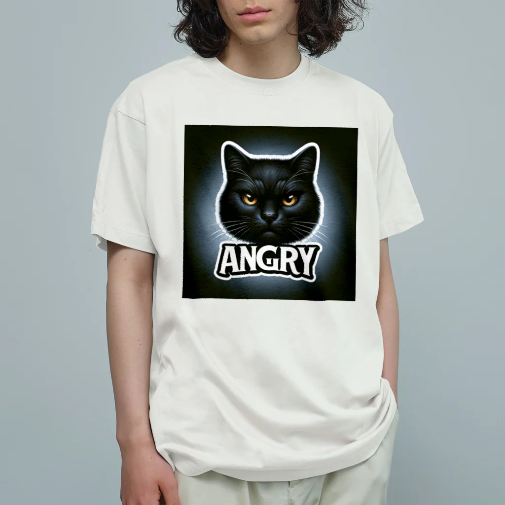 same_sharkのアングリー黒猫シリーズ Organic Cotton T-Shirt