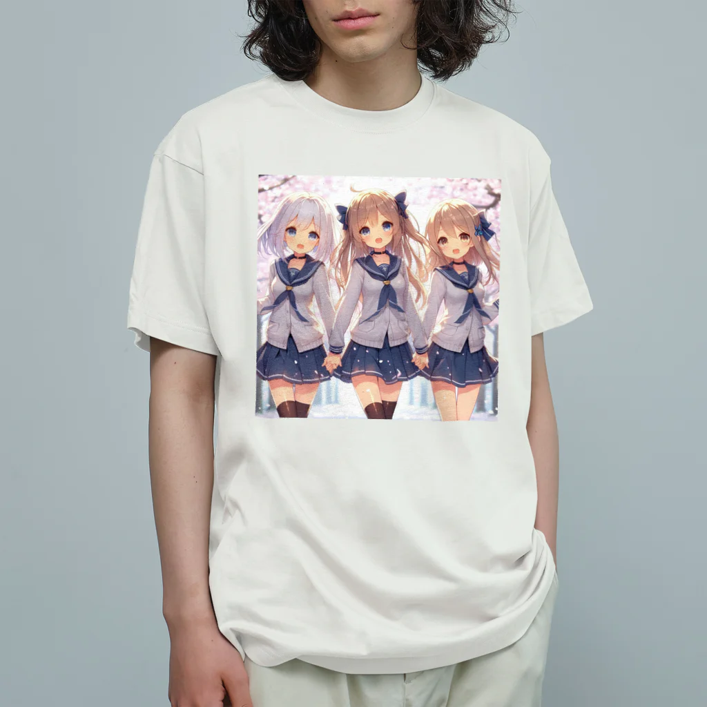 【AI】アルゴリズムアトリエ【デザイン】のAIが作った可愛い制服の女の子 オーガニックコットンTシャツ