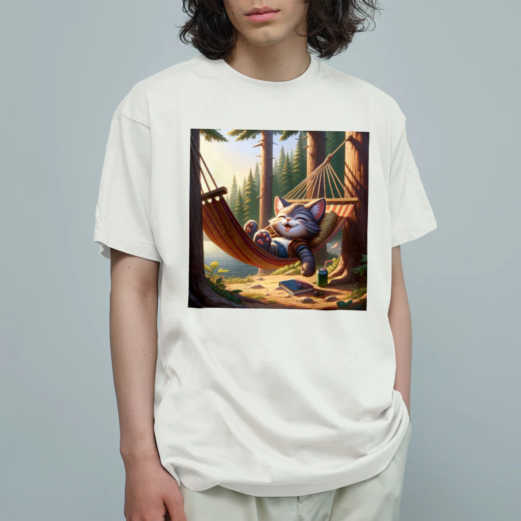 Aoyanicのcat camper ハンモック オーガニックコットンTシャツ