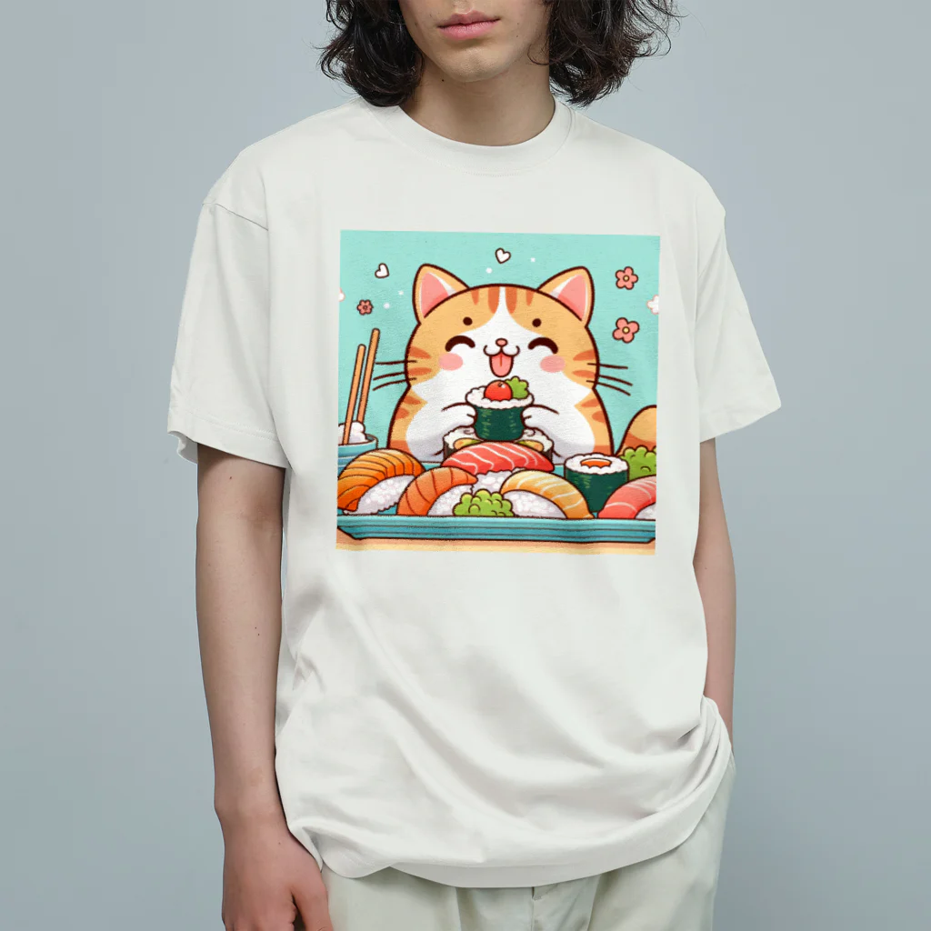 zuuu-の☆す☆し☆ね☆こ☆ オーガニックコットンTシャツ