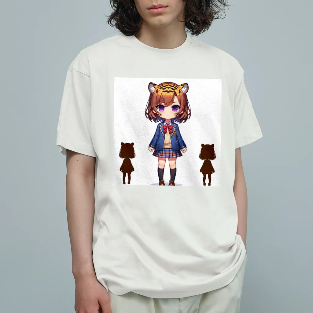 干支シティの寅の女子高生 オーガニックコットンTシャツ