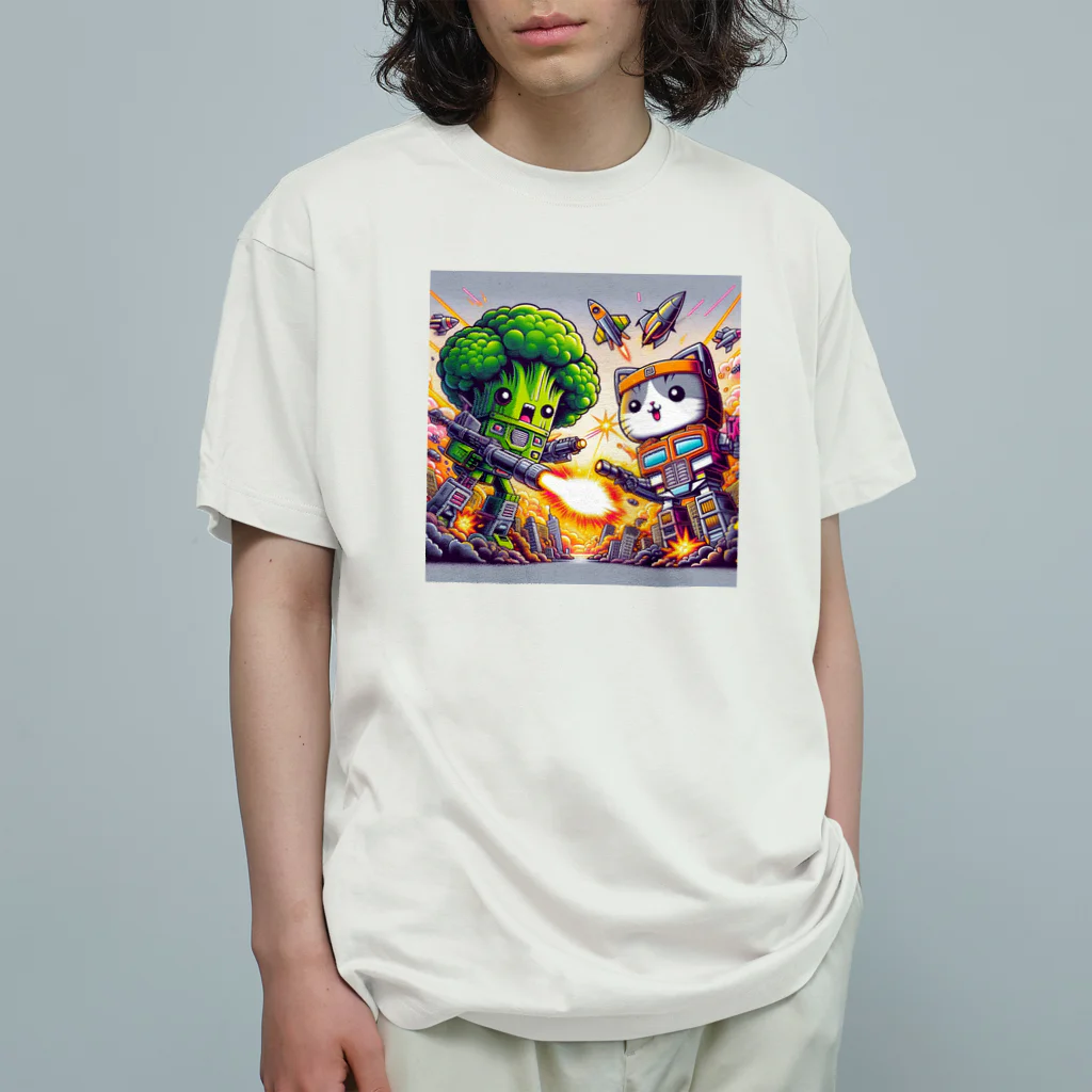 monpinのtorannsufo-mu　ぶろっこにゃん オーガニックコットンTシャツ