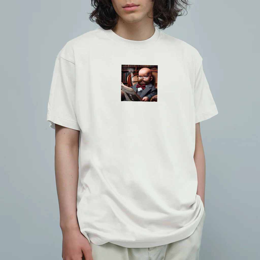 taka-kamikazeの貫禄のあるヒゲの赤ちゃん オーガニックコットンTシャツ