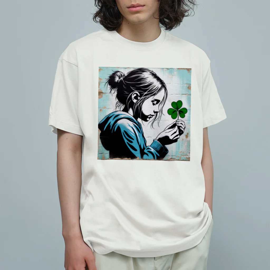 mihhyの三つ葉のクローバーでさえ、祈る少女 Organic Cotton T-Shirt