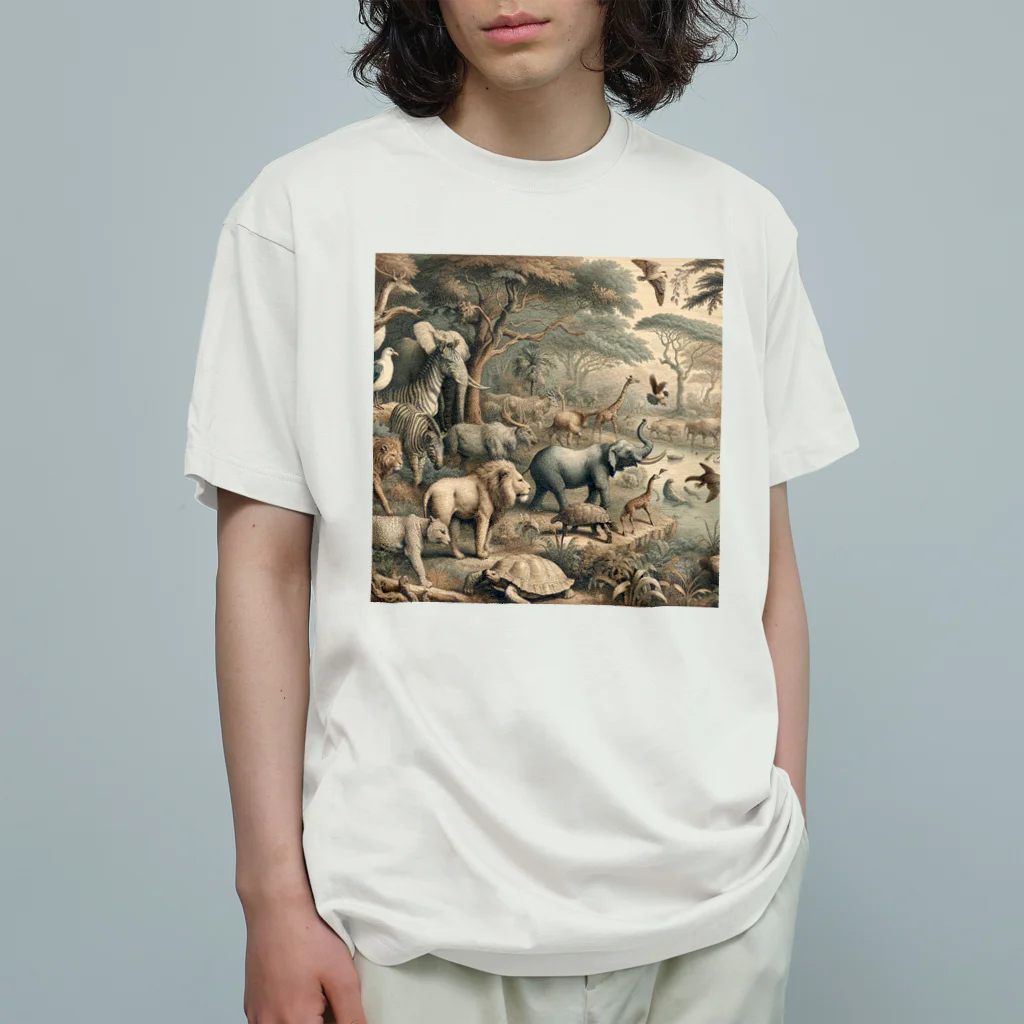 リキ製作所のビンテージ動物たち Organic Cotton T-Shirt