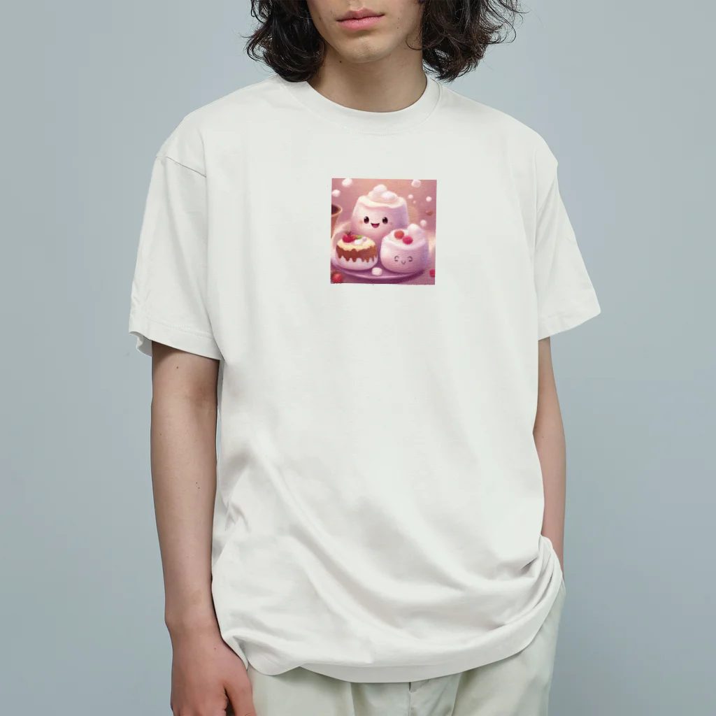 amxafukのふわふわマシュマロかわいいプリン オーガニックコットンTシャツ