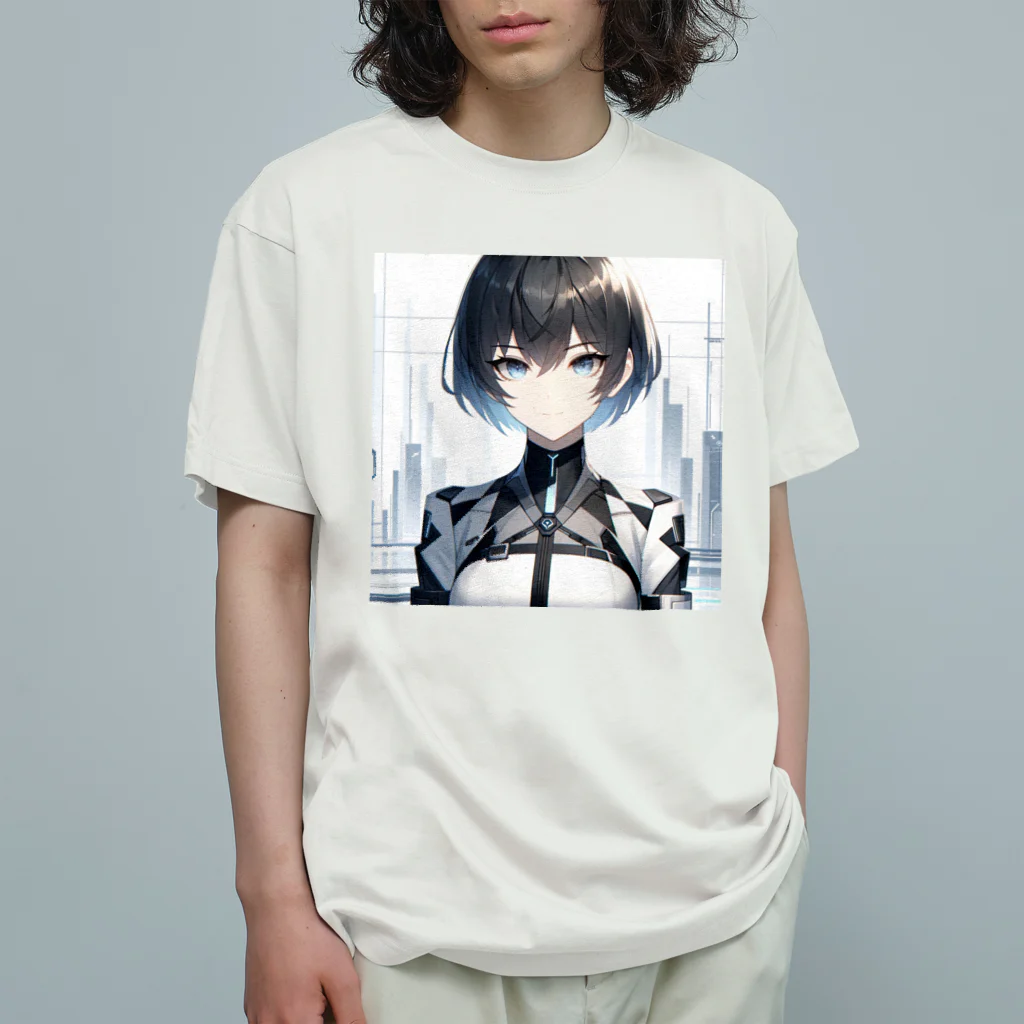 しんがんの未来的なAI美女 オーガニックコットンTシャツ