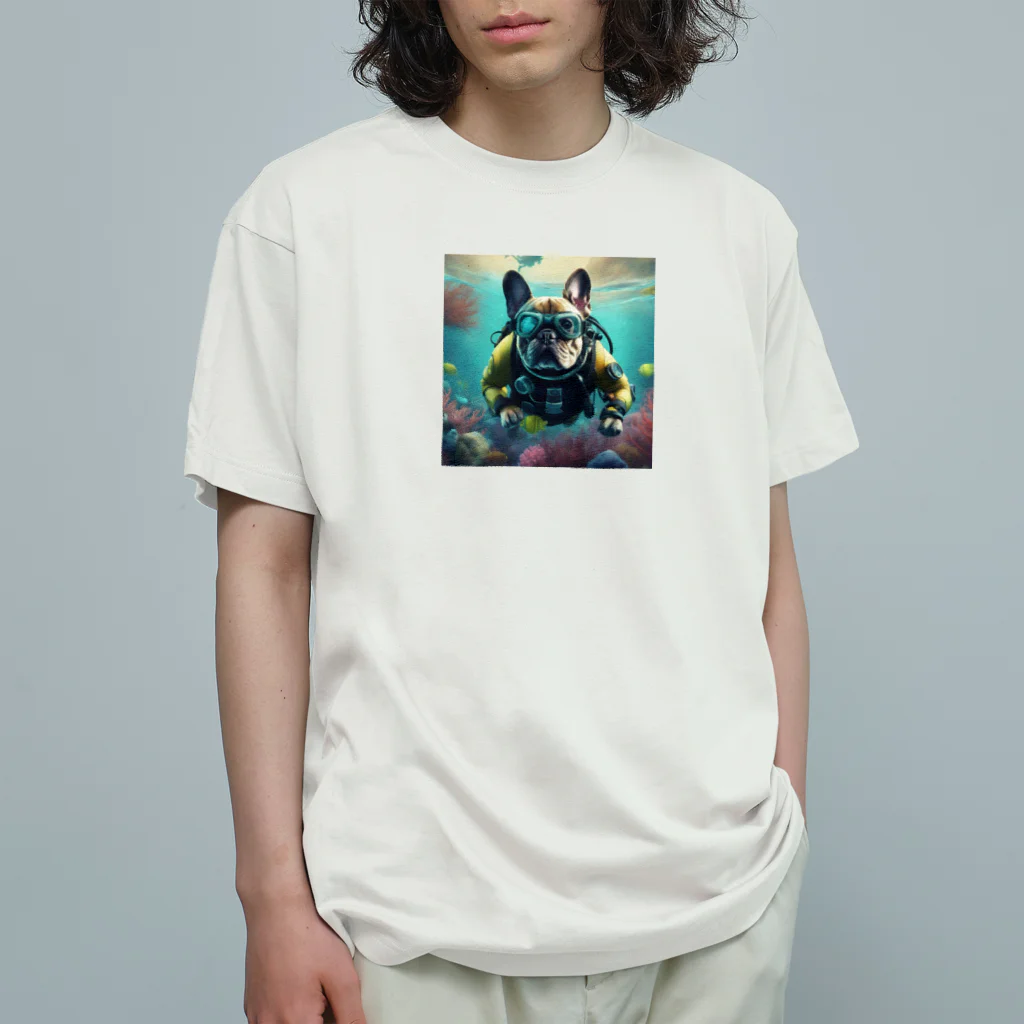 lovedogfamilly2の潜水士フレブルちゃん オーガニックコットンTシャツ