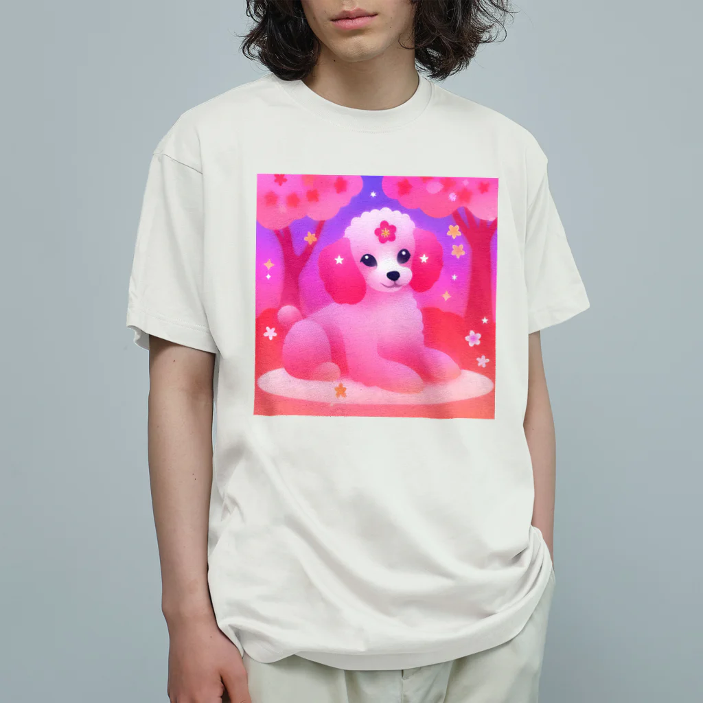 ふぇありぃているのお花見犬 オーガニックコットンTシャツ