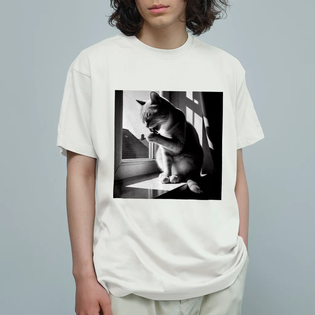 猫は癒やしの毛づくろい猫 Organic Cotton T-Shirt