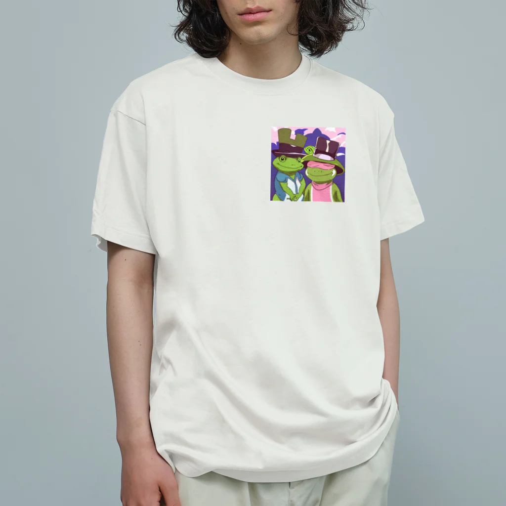 Louvreのペアがえる オーガニックコットンTシャツ