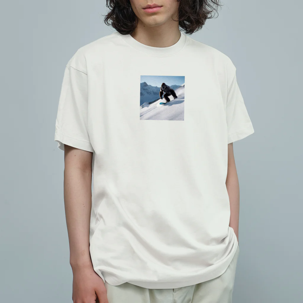 クロスクリエイティブのスノーボードをするゴリラ Organic Cotton T-Shirt