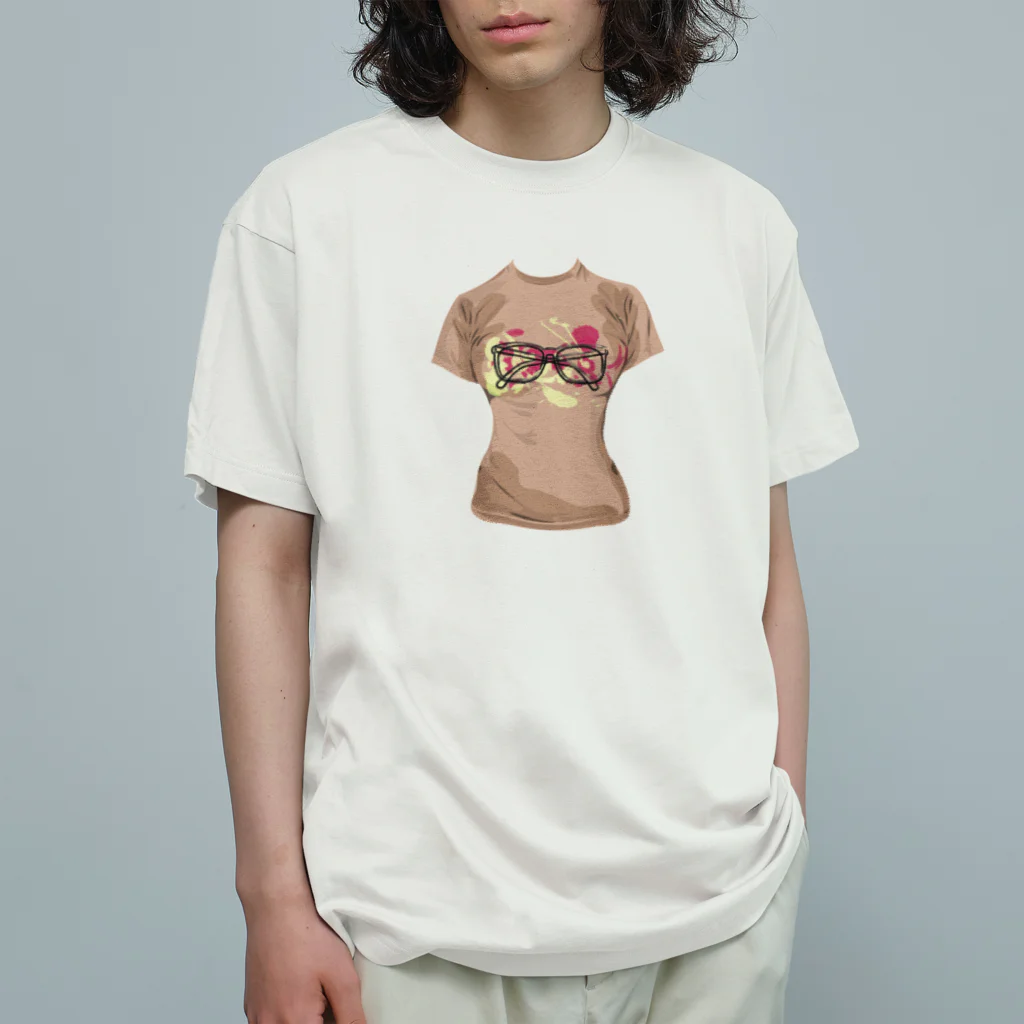 ファンシーTシャツ屋の水玉メガネ柄シャツ オーガニックコットンTシャツ