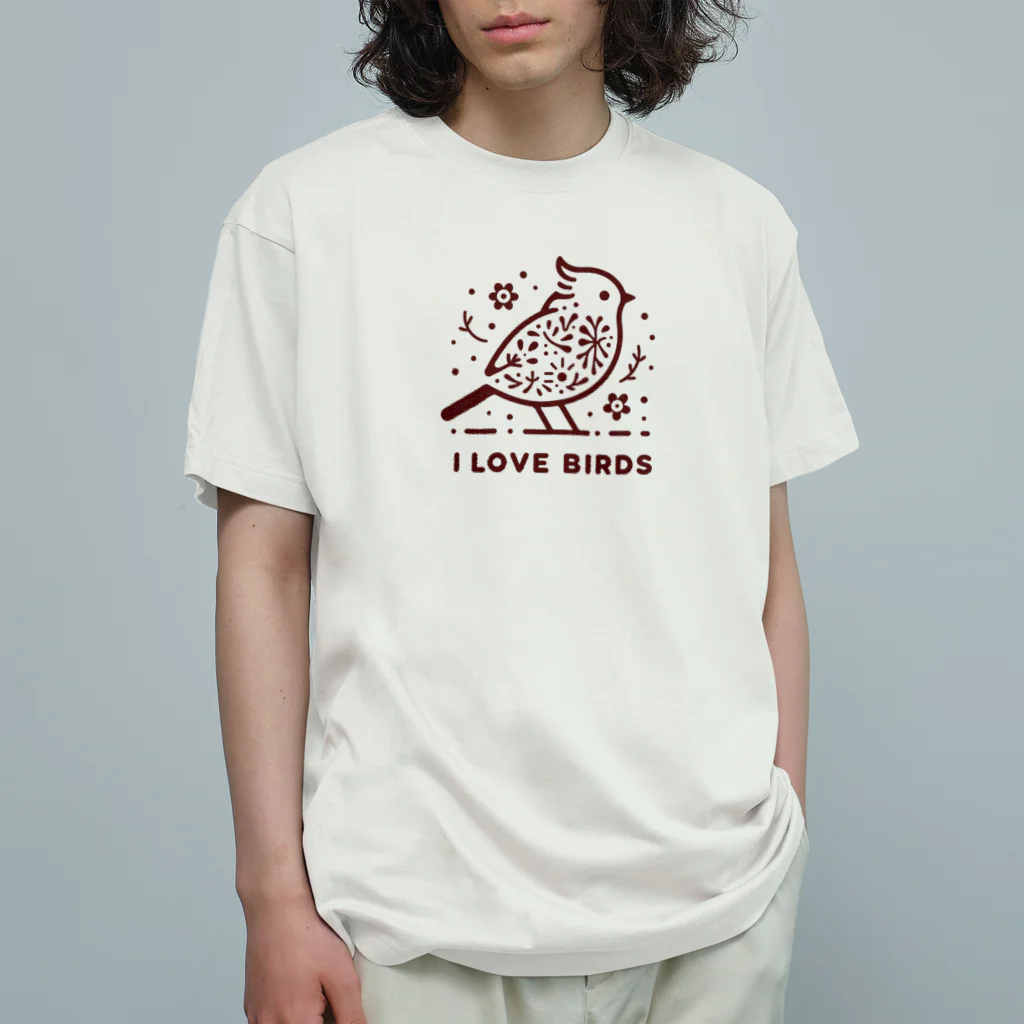 鳥さんと一緒の野山のカケス オーガニックコットンTシャツ