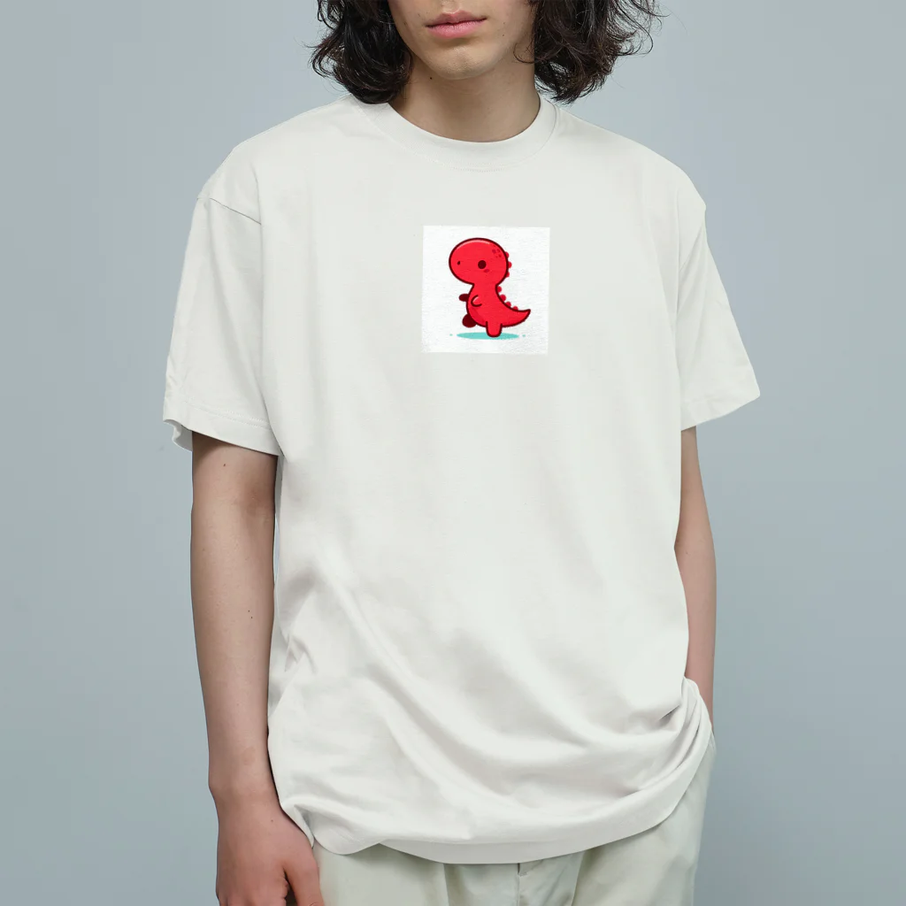 フラットザウルスの癒しのレッドザウルス Organic Cotton T-Shirt