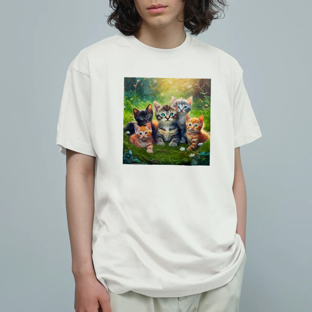 Colorful Canvasの猫ちゃん大集合 オーガニックコットンTシャツ