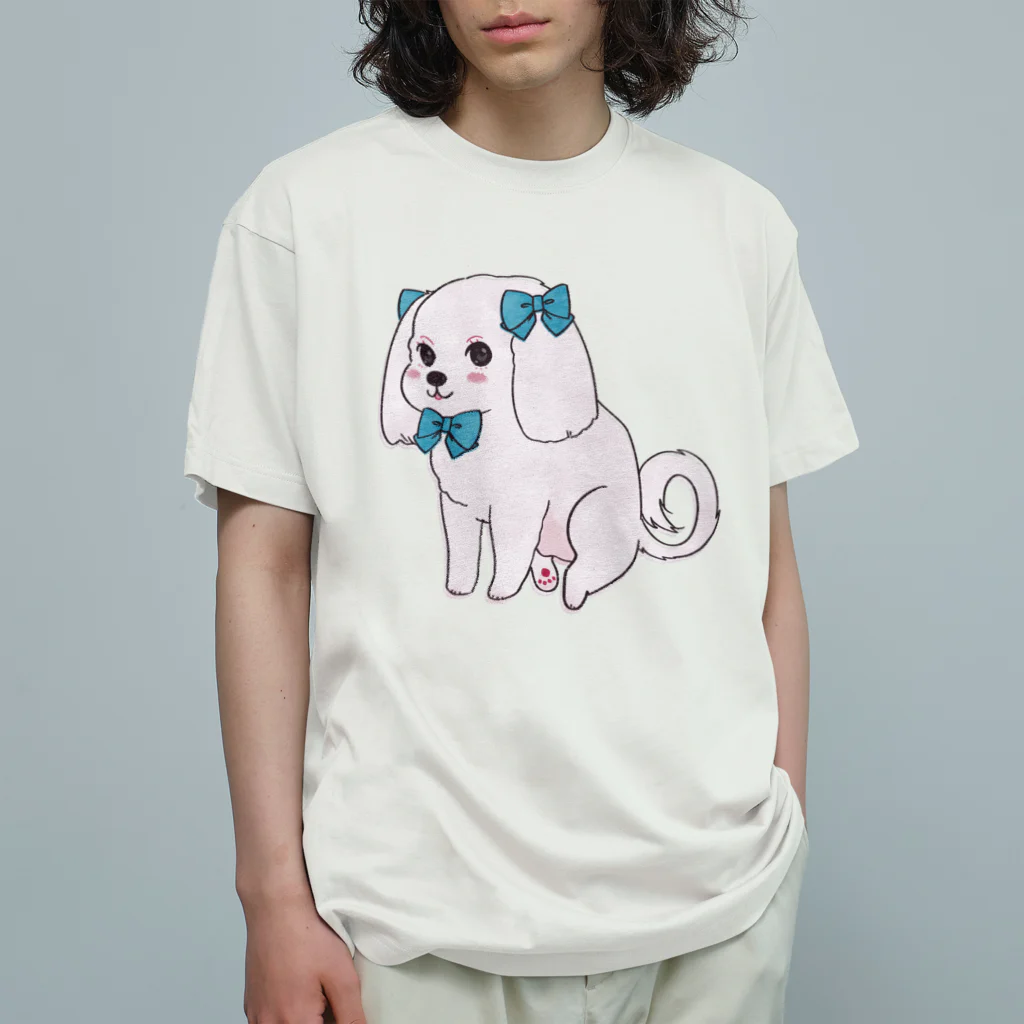 我楽汰倉庫_第二支部(犬)のおしゃれなマルチーズ オーガニックコットンTシャツ