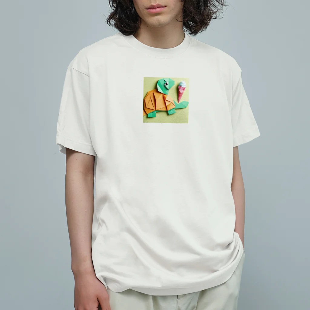 yumiceのice meets オリガミカメ オーガニックコットンTシャツ